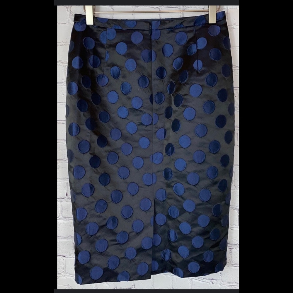 J CREW Womens' Black Blue Polka Dot Pencil Skirt